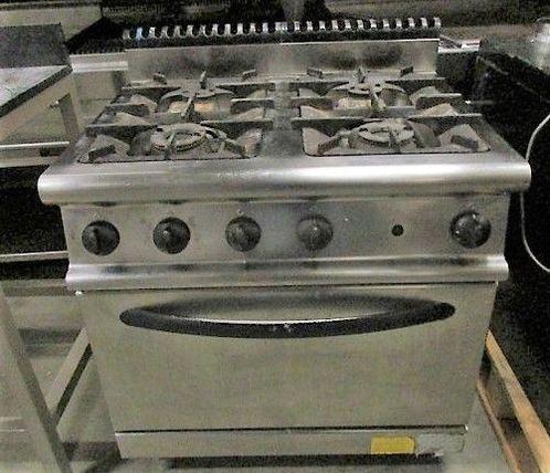 RVS Gasfornuis met 4 branders en oven 80cm, Electroménager, Cuisinières