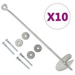 vidaXL Grondankers 10 st 10x60 cm gegalvaniseerd metaal, Caravans en Kamperen, Kampeeraccessoires, Verzenden, Nieuw