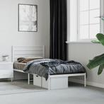 vidaXL Cadre de lit métal avec tête de lit blanc 90x190, Neuf, Verzenden