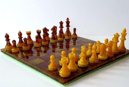 Jeu déchecs - Chess set - Baltic amber, Amber Chess,, Antiek en Kunst, Curiosa en Brocante