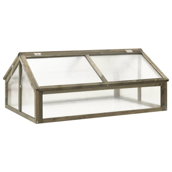 vidaXL Broeikas 114x80x50 cm vurenhout grijs, Tuin en Terras, Kassen, Nieuw, Verzenden