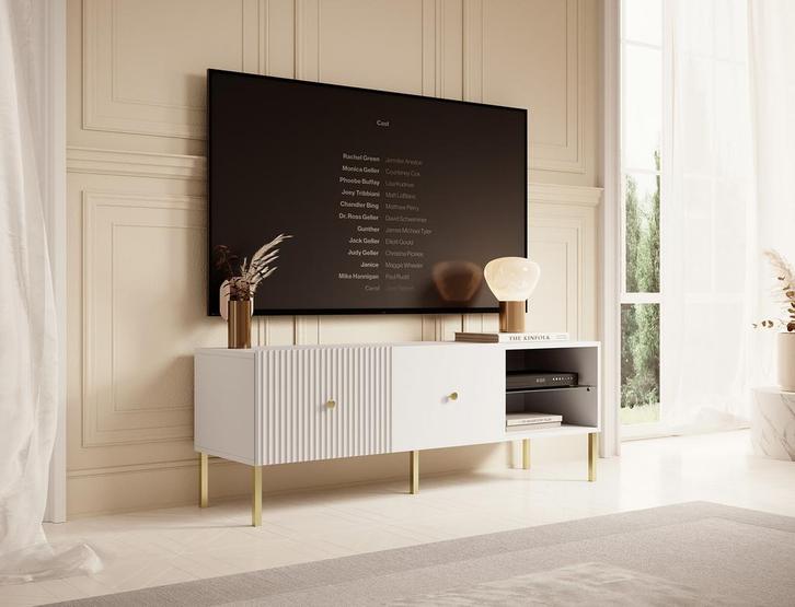 Meubella TV-Meubel Vermont wit 135 cm, Huis en Inrichting, Kasten |Televisiemeubels, 25 tot 50 cm, Nieuw, 100 tot 150 cm, Overige materialen