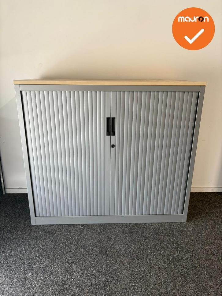 Roldeurkast -105x120x47cm - Zilvergrijs met zilvergrijze deu, Zakelijke goederen, Kantoor en Winkelinrichting | Kantoormeubilair en Inrichting