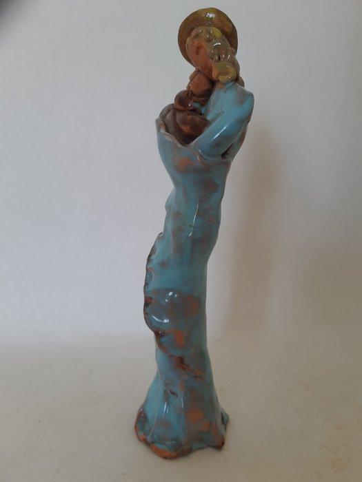 Beeldje, Madonna met kind - 22 cm - Terracotta, Antiek en Kunst, Antiek | Boeken en Manuscripten