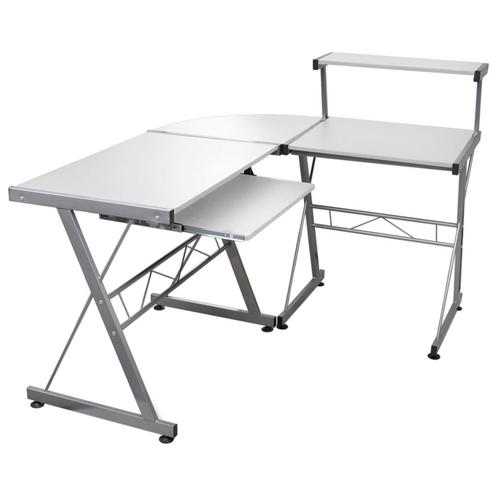 vidaXL Hoekbureau 132x112x99 cm bewerkt hout wit, Huis en Inrichting, Bureaus, Nieuw, Verzenden