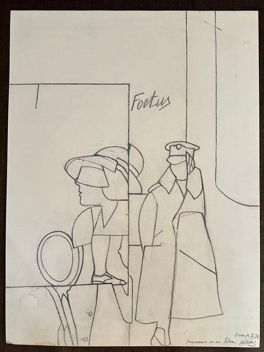 Valerio Adami (1935) - Foetus (programma per un film 1971), Antiek en Kunst, Kunst | Designobjecten