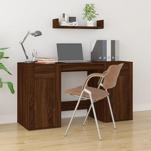 vidaXL Bureau met kast bewerkt hout bruin eikenkleur, Huis en Inrichting, Bureaus, Nieuw, Verzenden