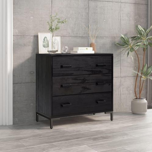 vidaXL Ladekast 75x35x70 cm massief grenenhout zwart, Huis en Inrichting, Kasten | Overige, Nieuw, Verzenden