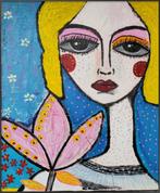 Wigulins Art (1971) - Blonde Girl with Flower - original, Antiek en Kunst