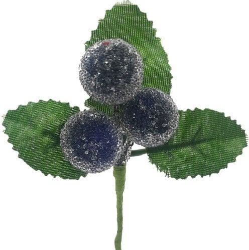 Besjes frosted raspberry donkerblauw kunstbloem 10 cm zak 6, Huis en Inrichting, Woonaccessoires | Kunstplanten en Kunstbloemen
