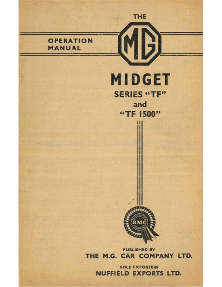 1954 MG MIDGET SERIES TF | TF 1500 INSTRUCTIEBOEKJE ENGELS, Auto diversen, Handleidingen en Instructieboekjes