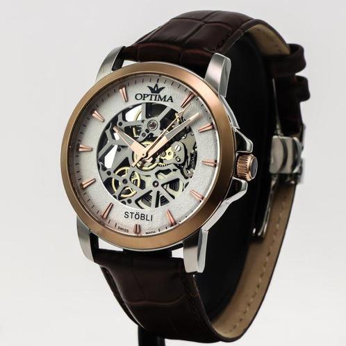 Optima - Stöbli Skeleton Swiss automatic - OSA483SK-SRL-1 -, Handtassen en Accessoires, Horloges | Heren