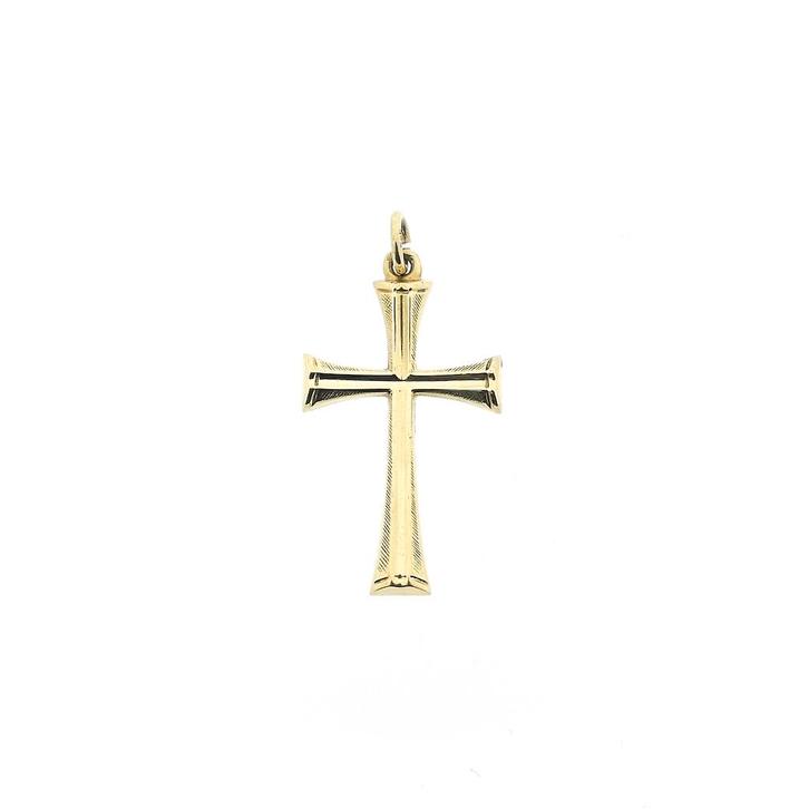 Gouden hanger van een kruis (religieus, kruis kettinghanger), Handtassen en Accessoires, Bedels, Gebruikt, Overige merken, Goud