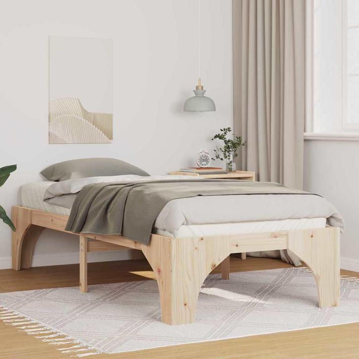 vidaXL Bedframe Bruin 75 x 190 cm Massief grenenhout, Huis en Inrichting, Slaapkamer | Bedden, Nieuw, Verzenden