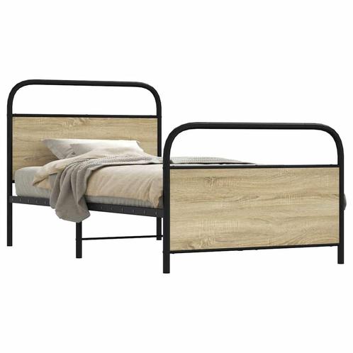 vidaXL Cadre de lit sans matelas 90x190cm chêne sonoma, Maison & Meubles, Chambre à coucher | Lits, Neuf, Envoi