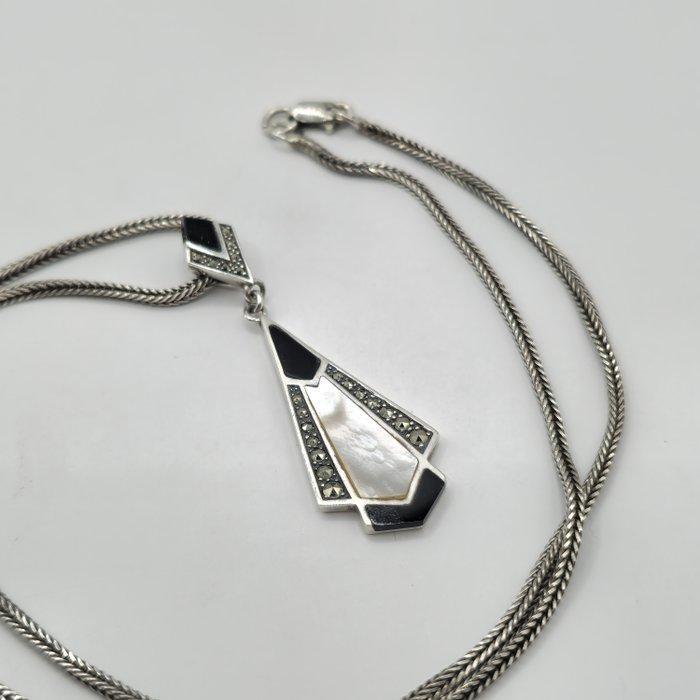 Zilver, 925 Sterling Zilver Zwart Onyx, Moeder van Parel &, Antiek en Kunst, Kunst | Designobjecten