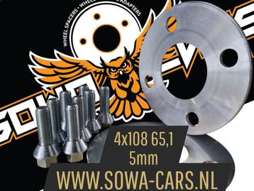 Spacers 5mm Citroen Peugeot 4x108 65.1 Spoorverbreders beschikbaar voor biedingen