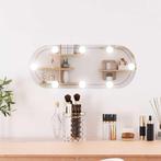 vidaXL Wandspiegel met LEDs ovaal 20x50 cm glas, Verzenden, Nieuw