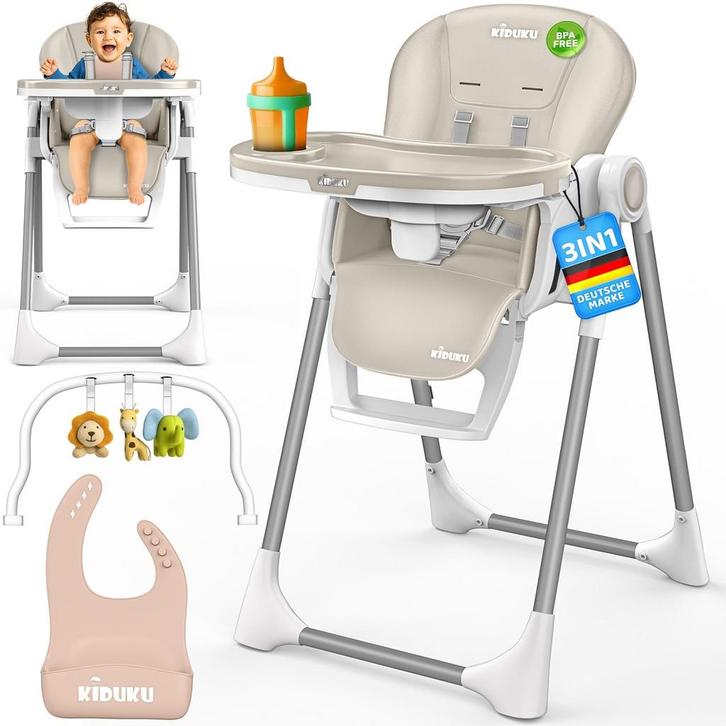 Kinderstoel - Babystoel - Verstelbaar - 0-36 maanden - Beige, Enfants & Bébés, Chaises pour enfants, Envoi