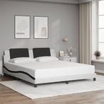 vidaXL Bedframe met hoofdbord kunstleer wit en zwart 180x200, Huis en Inrichting, Slaapkamer | Bedden, Verzenden, Nieuw