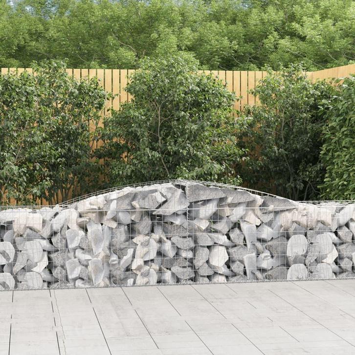 vidaXL Schanskorf gewelfd 400x50x60/80 cm gegalvaniseerd, Tuin en Terras, Bloempotten, Nieuw, Verzenden