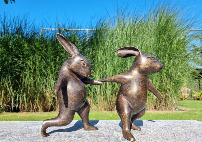 Figure - Vrolijke hazen - Bronze, Antiek en Kunst, Kunst | Designobjecten