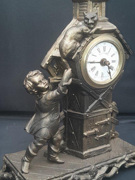 Figurale pendule - Zinklegering, Messing - 1910-1920, Antiek en Kunst, Antiek | Klokken