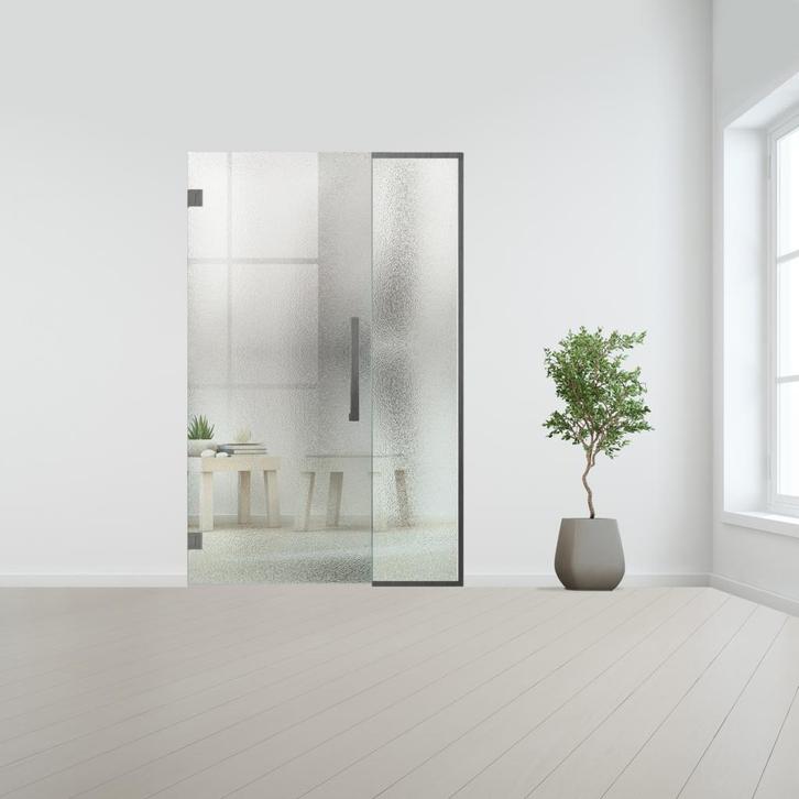 Glazen binnendeur met zijlicht zonder kozijn RVS beslag-Crep, Doe-het-zelf en Bouw, Glas en Ramen, Nieuw, Verzenden