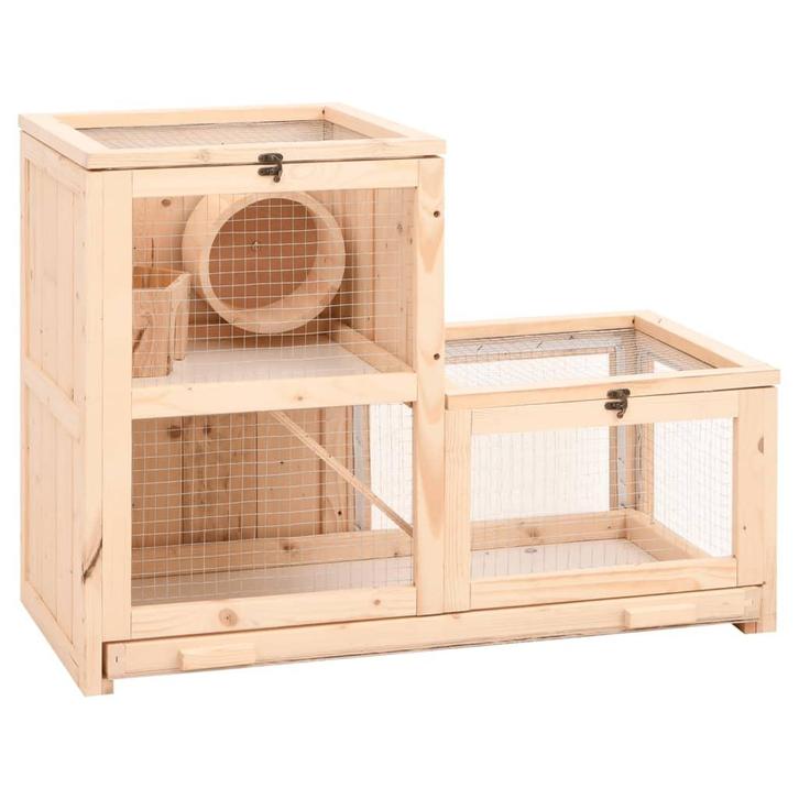 vidaXL Hamsterkooi 81x40x60 cm massief vurenhout, Dieren en Toebehoren, Knaagdieren en Konijnen | Hokken en Kooien, Nieuw, Verzenden
