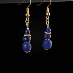 Oud-Romeins Earrings, met Romeinse blauwe glazen kralen