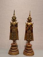 Figuur - A fine pair of Thailand crowned buddha - Verguld, Antiek en Kunst