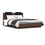 vidaXL Cadre de lit avec tête de lit chêne marron, Maison & Meubles, Neuf, Verzenden