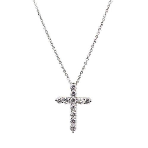 Tiffany & Co. - Ketting met hanger - Small Cross Diamond, Handtassen en Accessoires, Antieke sieraden