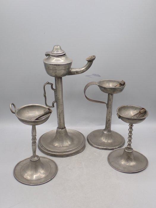 Olielamp (4) - Tin, Antiek en Kunst, Antiek | Overige Antiek