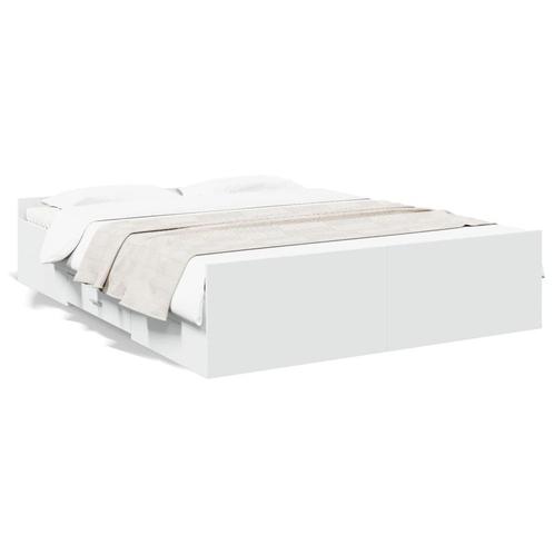 vidaXL Cadre de lit à tiroirs blanc 160x200cm bois, Huis en Inrichting, Slaapkamer | Bedden, Verzenden