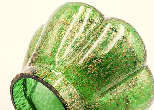 Kralik Art Deco green Glass Vase with Aventurin Style, 1920, Antiek en Kunst, Antiek | Glaswerk en Kristal