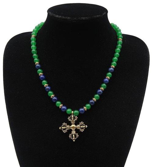 Lapis lazuli - Emeraude - Boeddhistische ketting - Double, Antiek en Kunst, Antiek | Boeken en Manuscripten