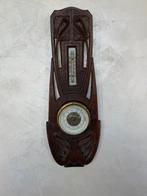 Antiek Jugendstil-barometer met thermometer – houtgesneden &