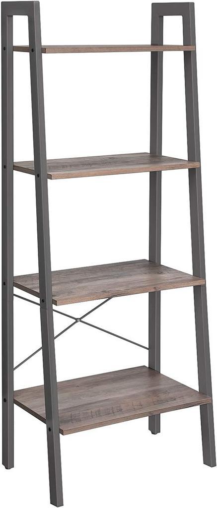 boekenkast-metaal-4-niveaus-stabiel-grijs, Huis en Inrichting, Kasten | Boekenkasten, Nieuw, Ophalen of Verzenden