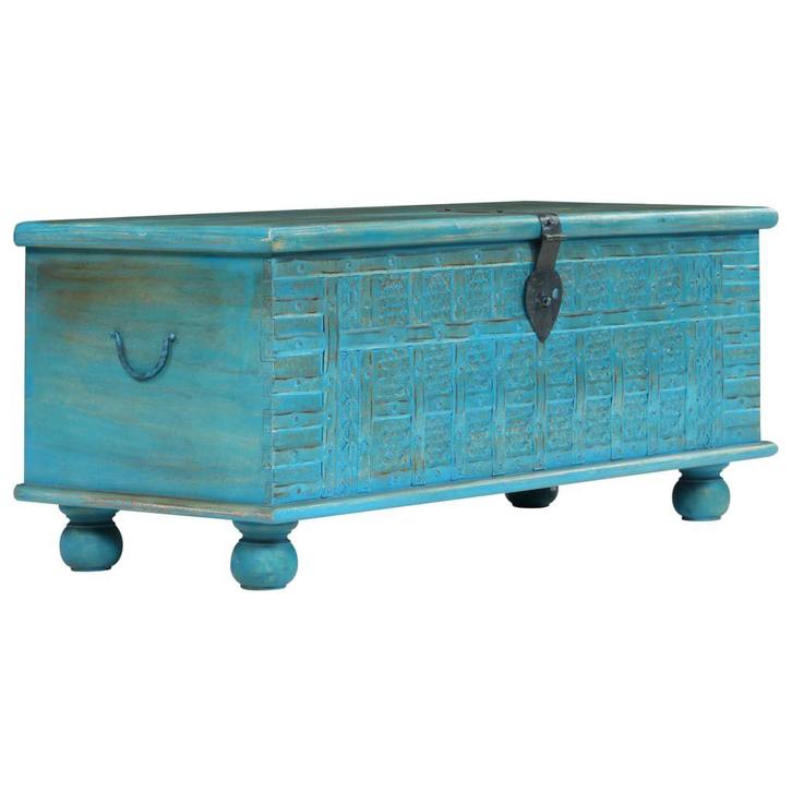Mangohout Kist 100x40cm | Tweede Kansje | Uniek Blauw!, Huis en Inrichting, Woonaccessoires | Kisten, 100 tot 150 cm, Nieuw, Overige houtsoorten
