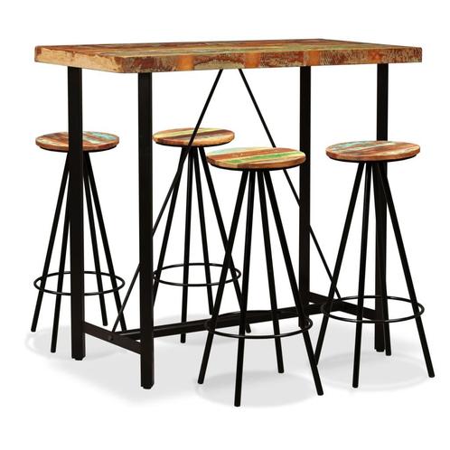 vidaXL Barset massief gerecycled hout 5-delig, Huis en Inrichting, Complete eetkamers, Nieuw, Verzenden