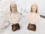 Buste, Paire de Bustes - Jésus et Marie - 20 cm - Gips