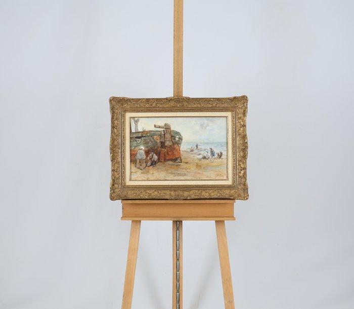 Willem Hendrik van der Nat (1864–1929) - Op het strand, Antiek en Kunst, Kunst | Schilderijen | Klassiek