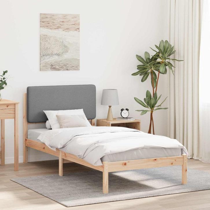 vidaXL Bedframe met Gevoerde Hoofdbord Lichtgrijs 80 x 200, Huis en Inrichting, Slaapkamer | Bedden, Nieuw, Verzenden