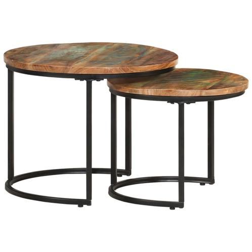 vidaXL 2-delige Tafeltjesset massief gerecycled hout, Maison & Meubles, Tables | Tables de salon, Envoi