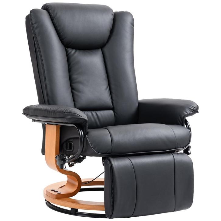 Relaxstoel - Draaibaar - Kunstleder - Zwart, Huis en Inrichting, Fauteuils, Nieuw, Stof, Ophalen of Verzenden