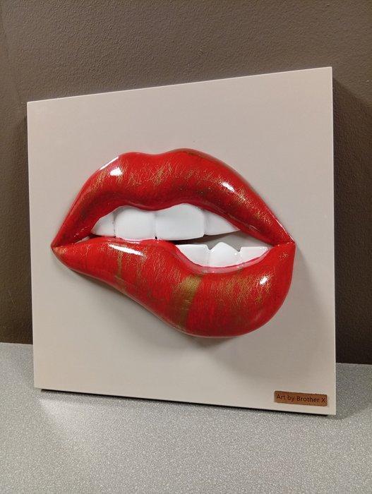 Brother X - Red lip gloss ( Light grey edition ), Antiek en Kunst, Kunst | Schilderijen | Modern
