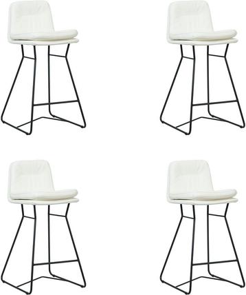Set van 4 Gebroken witte leren industriële barkrukken -, Overige kleuren, Nieuw, Ophalen of Verzenden, Vier