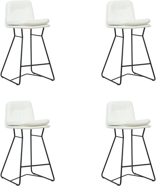 Set van 4 Gebroken witte leren industriële barkrukken -, Huis en Inrichting, Stoelen, Overige kleuren, Vier, Nieuw, Leer, Ophalen of Verzenden