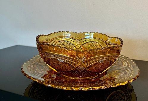 Schaal (2) - Glas-in-lood - Vintage amber glass, Antiek en Kunst, Antiek | Glaswerk en Kristal